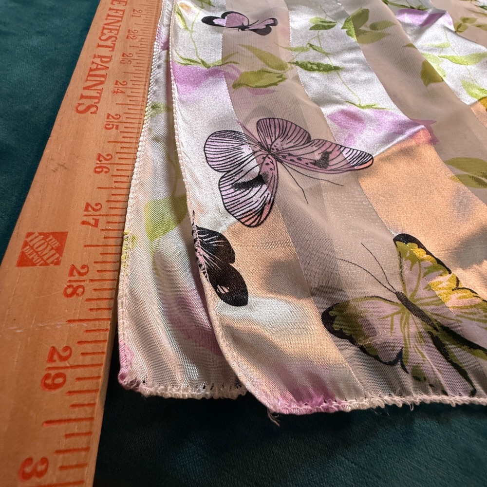 Two Sheer Scarves Clover‎ Butterfly Floral Print - Picture 12 of 13